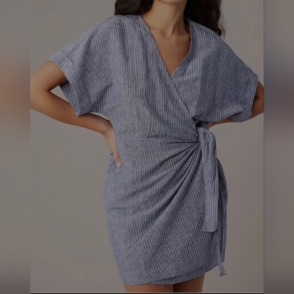 NWT Hudson North Linen Blend Wrap Dress